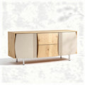 Houten dressoir met twee deuren en een lade in natuurlijk en wit 150 x 45 x 75cm