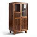 Bamboe kast met glazen deuren en verticale lijnen 70 x 40 x 120cm