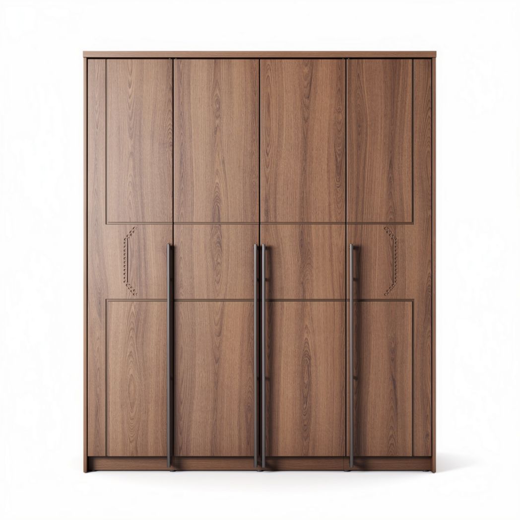 Kast van hout met vier deuren en metalen handgrepen 180 x 120 x 45cm