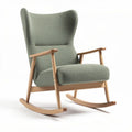 Schommelstoel met houten frame en groene textielbekleding 80 x 75 x 85cm