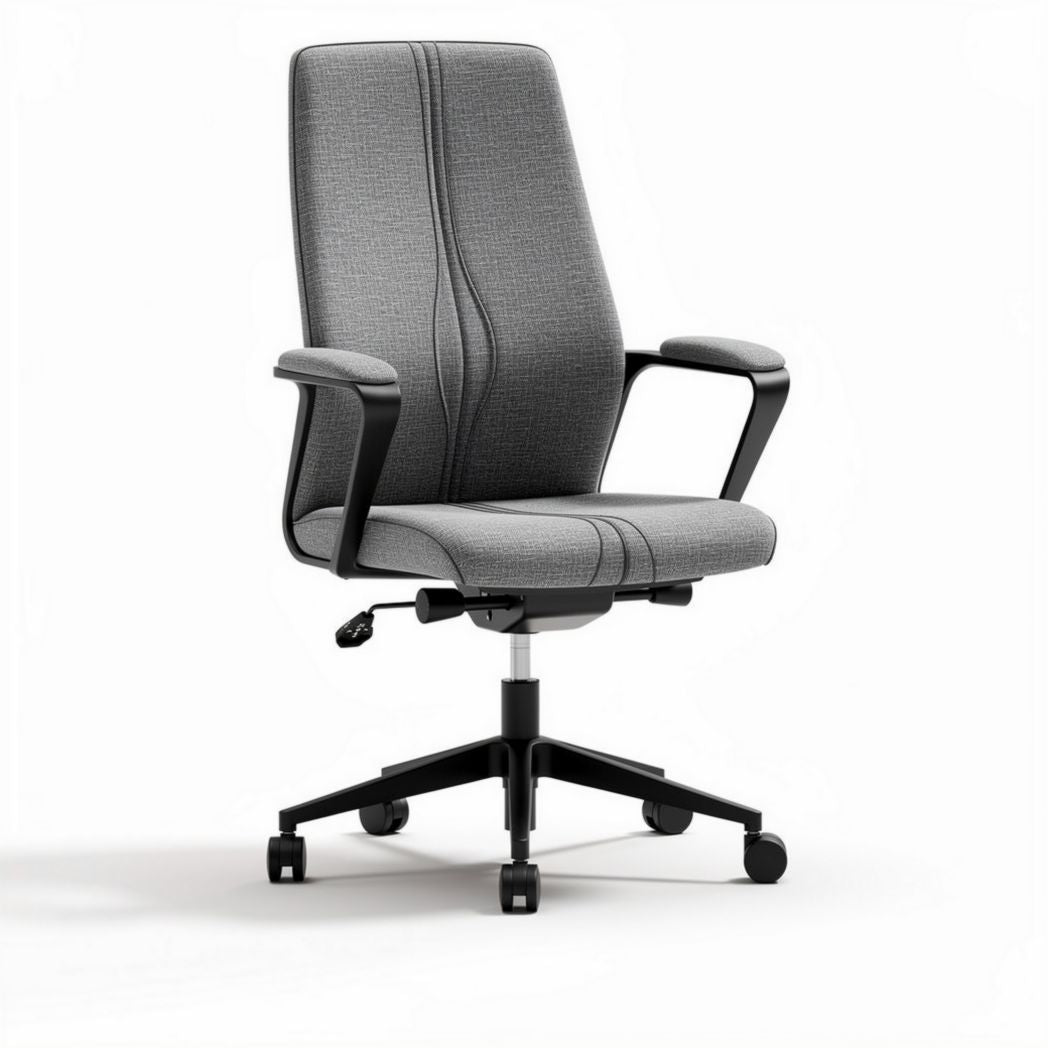Ergonomische kantoorstoel met gestructureerde grijze bekleding en armleuningen 45 x 60 x 100cm