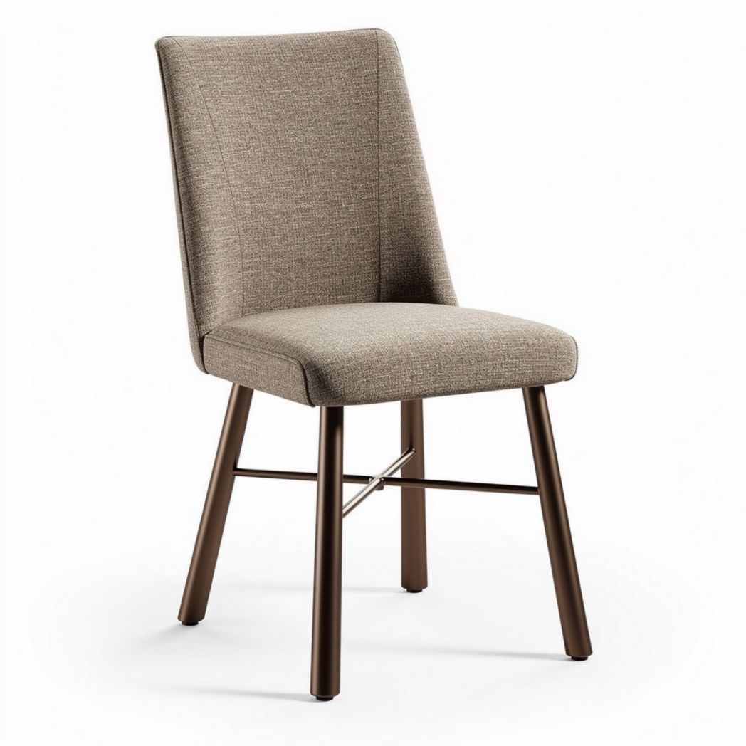Eetkamerstoel met stoffen bekleding en metalen poten in bruin 45 x 45 x 90cm