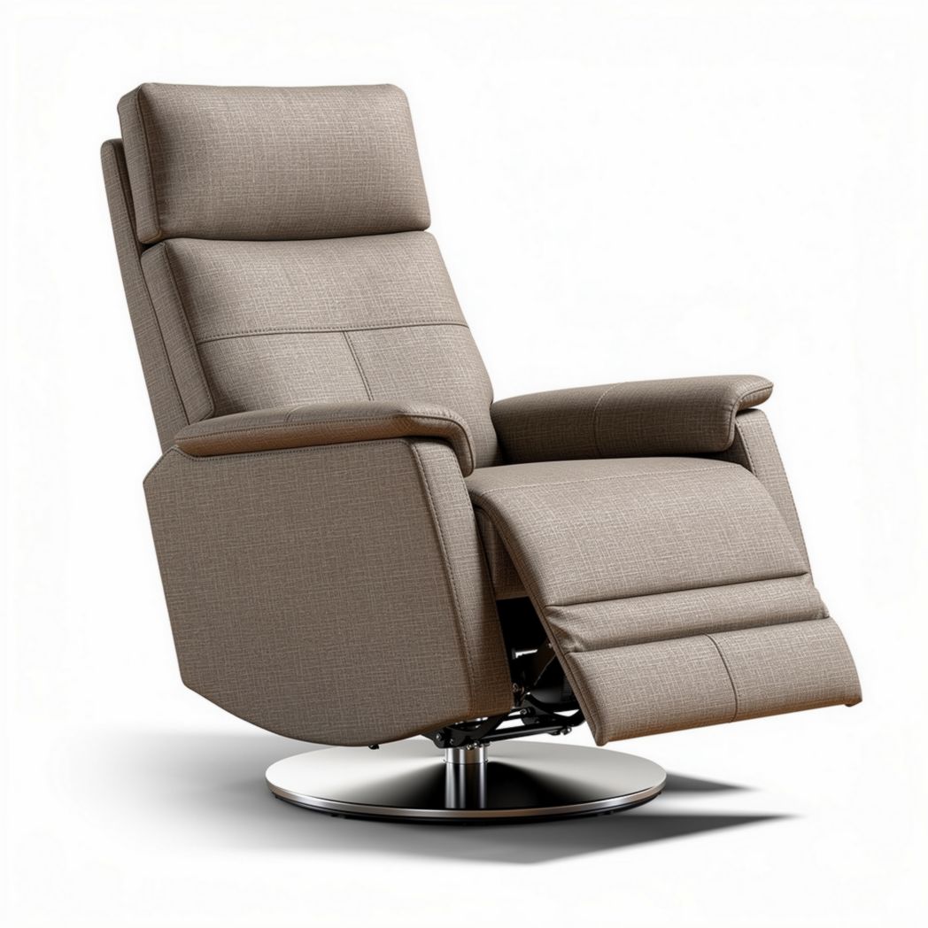 Comfortabele relaxfauteuil met draaivoet in lichtgrijs stof 90 x 80 x 100cm